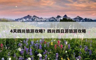 4天四川旅游攻略？四川四日游旅游攻略
