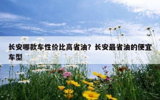 長安哪款車性價比高省油？長安最省油的便宜車型