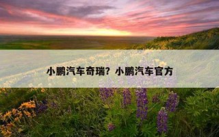 小鵬汽車奇瑞？小鵬汽車官方