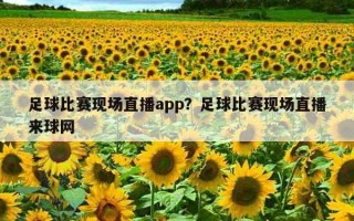 足球比賽現場直播app？足球比賽現場直播來球網