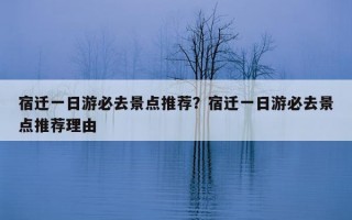 宿遷一日游必去景點推薦？宿遷一日游必去景點推薦理由