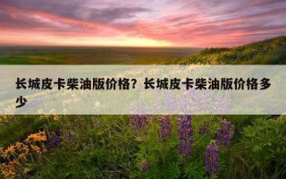 長城皮卡柴油版價格？長城皮卡柴油版價格多少