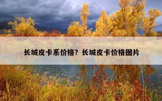 長城皮卡系價格？長城皮卡價格圖片
