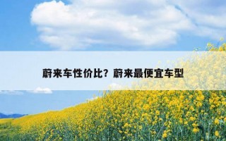 蔚來車性價比？蔚來最便宜車型