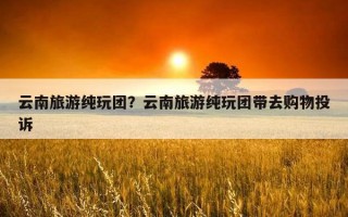 云南旅游純玩團？云南旅游純玩團帶去購物投訴