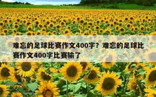 難忘的足球比賽作文400字？難忘的足球比賽作文400字比賽輸了