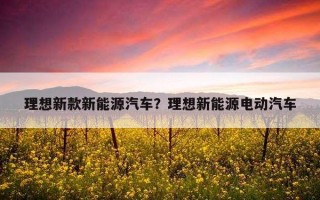 理想新款新能源汽車？理想新能源電動汽車