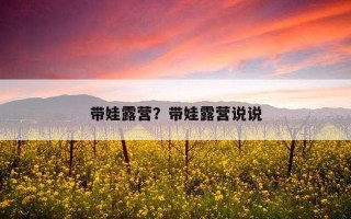 帶娃露營？帶娃露營說說