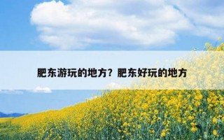 肥東游玩的地方？肥東好玩的地方